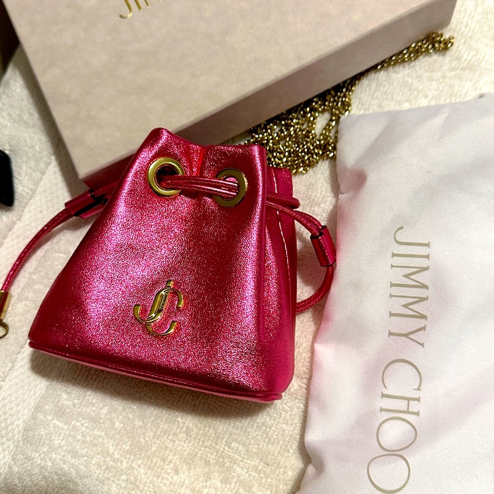 JIMMY CHOO  METALLIC NAPPA LEATHER MINI BAG  NEW